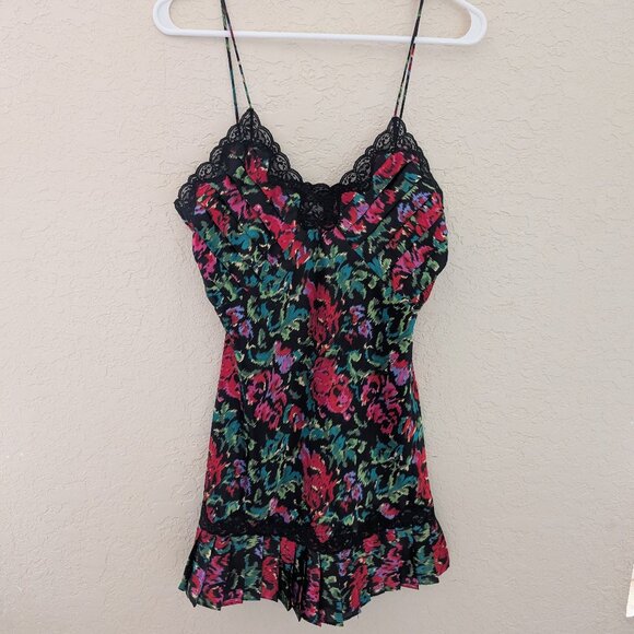 Vintage Victorias Secret Lingerie Slip Dress Gold Label Size S Floral Pleated - Picture 1 of 6